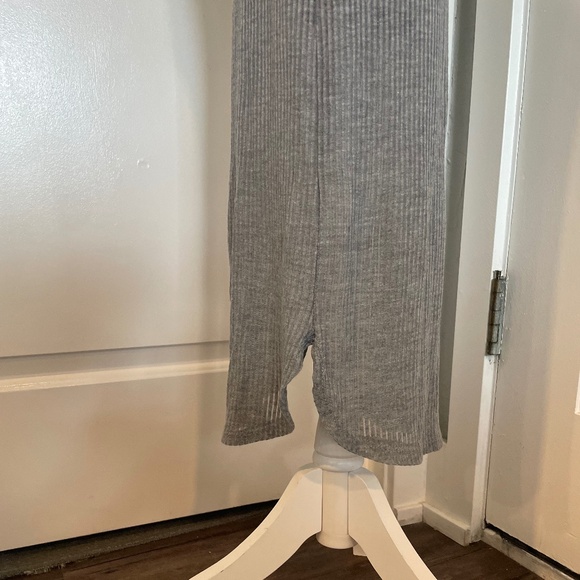 Poof! Y2K Grey Ribbed Knit Maxi Dress with Tank Top & Side Slit – Size S - Picture 9 of 12